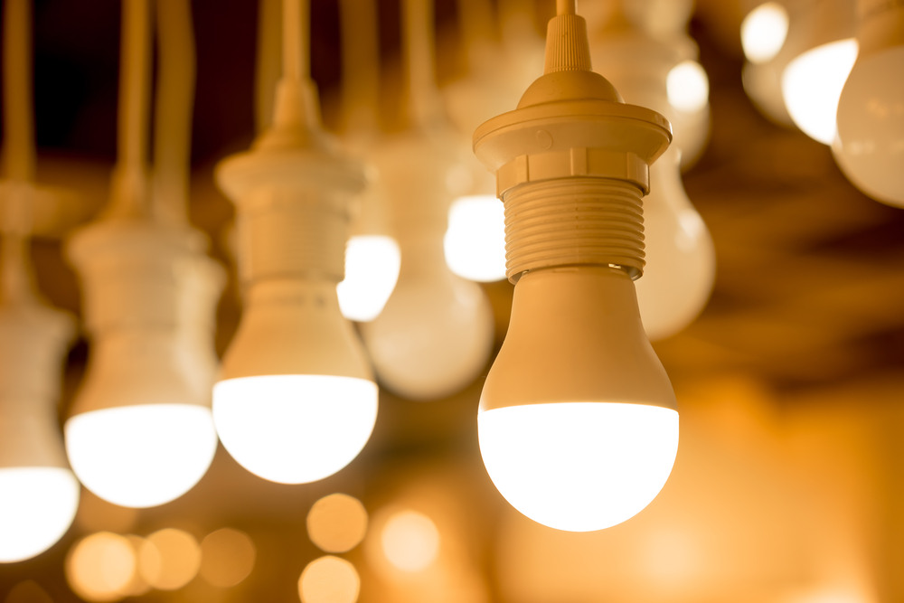 LED lights hanging from ceiling