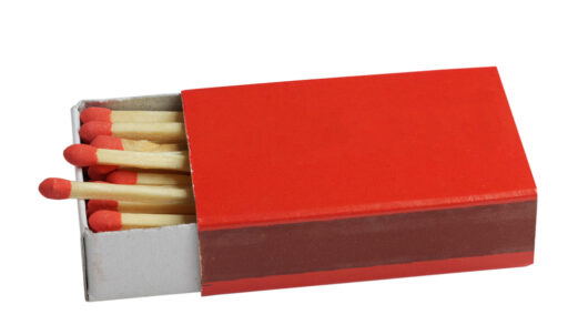 Redbox with red safety matches.