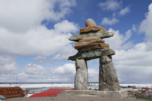 Inuksuk landmark in Rankin Inlet, Nunavut, Canada.