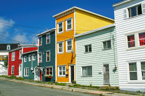 Brightly-coloured houses in St. John's, Newfoundland, Canada.
