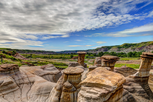 Hoodoo rocks in Alberta's Badlands outside Drumheller.