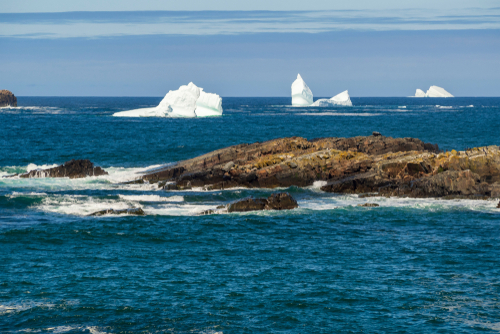 Icebergs along the coast of Newfoundland.
