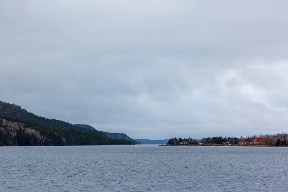 Overcast sky over a lake in Terra Nova National Park, New Brunswick.