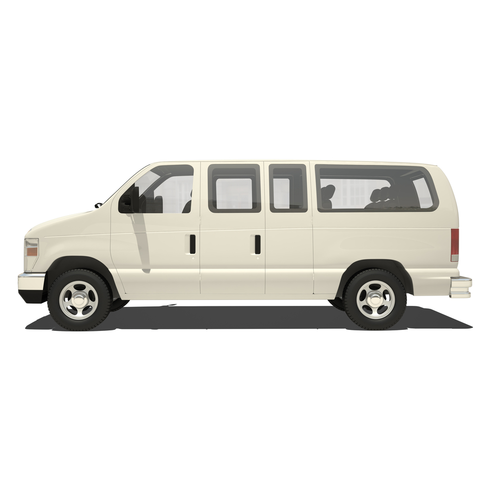 White cargo van isolated on a white background.