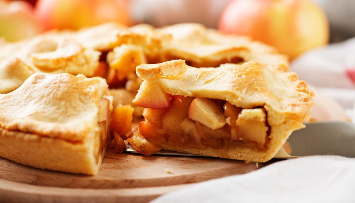 Homemade apple pie in a beautiful pie crust
