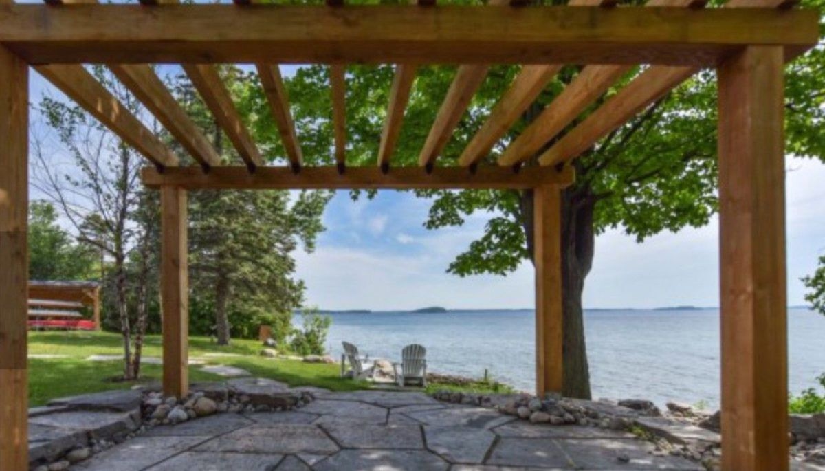 The waterfront view of the cottage.