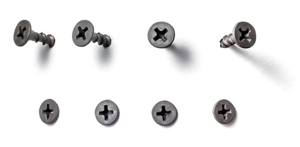 Screws flush against drywall and poking out of drywall