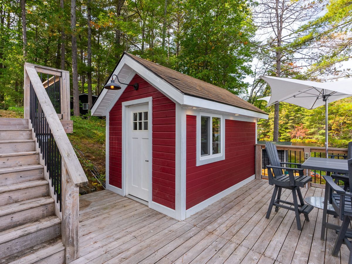A red and white sauna