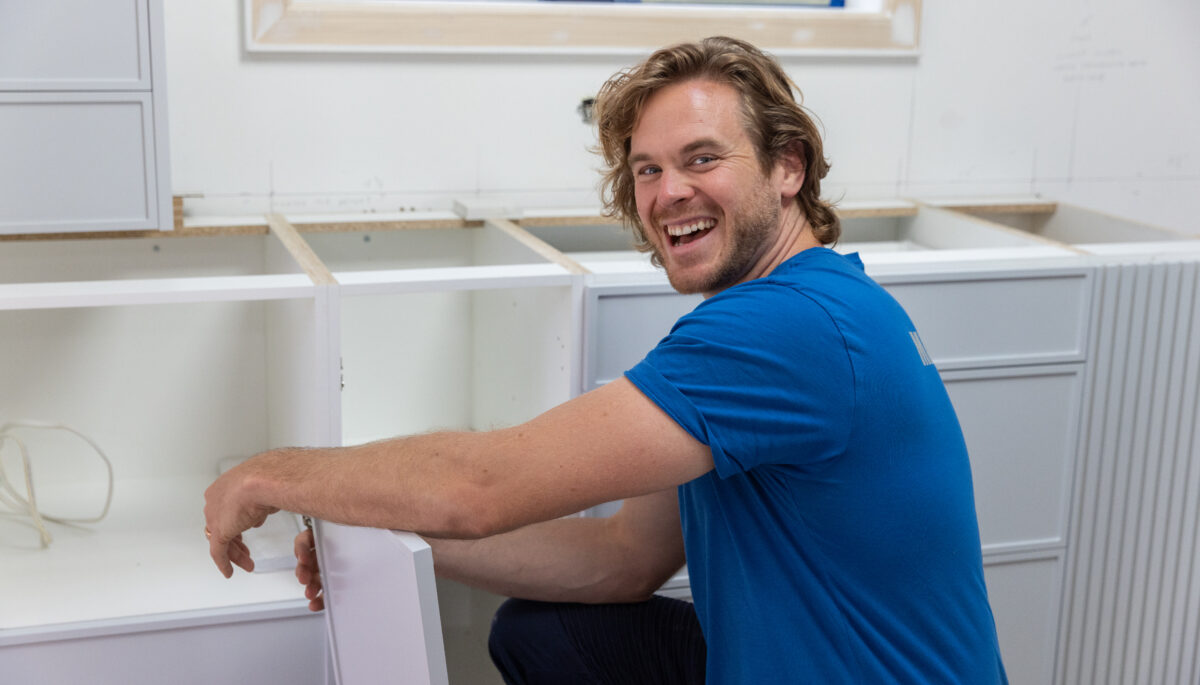 Michael Holmes Jr. renovating a kitchen