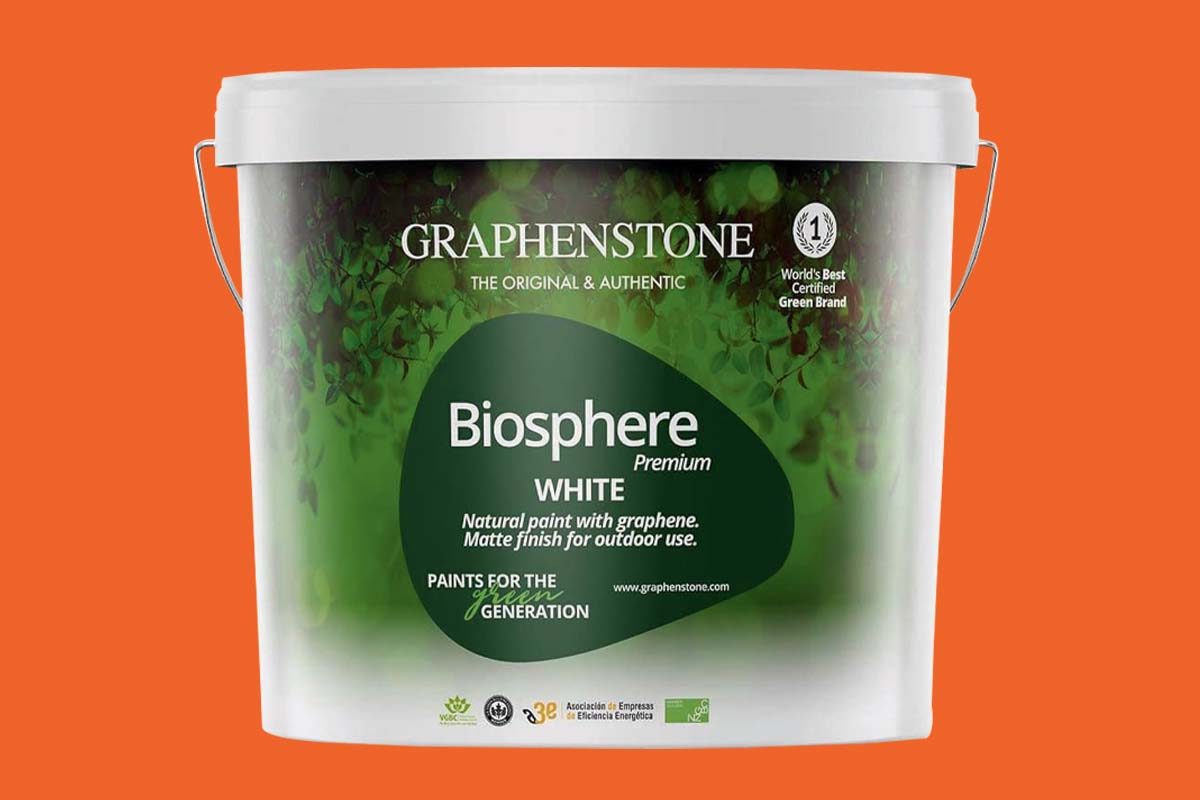 a photo of a white pail with green branding