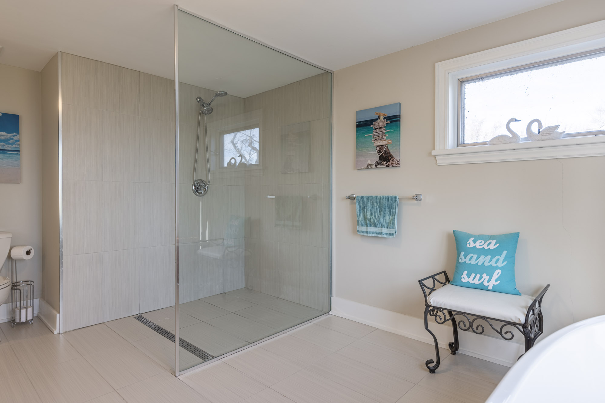 A glass shower
