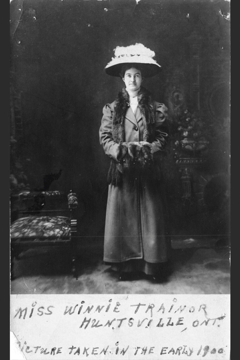 Miss Winnie Trainor in Huntsville, Ont. picture taken in early 1900