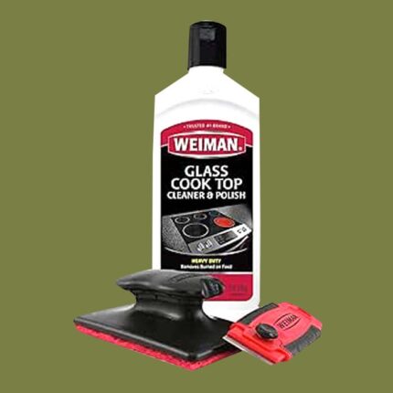 a photo of a cleaning product on a green background