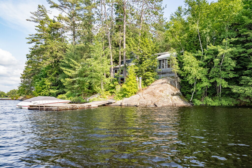 Peaceful waterfront area on Kahshe Lake with calm waters and shoreline