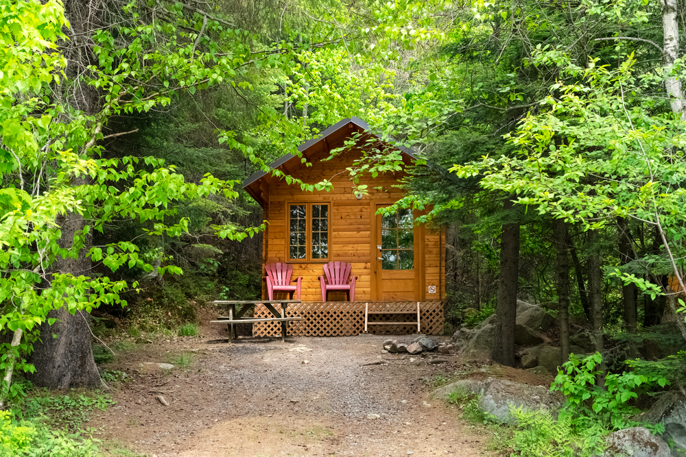 A small cabin tucked in the woods