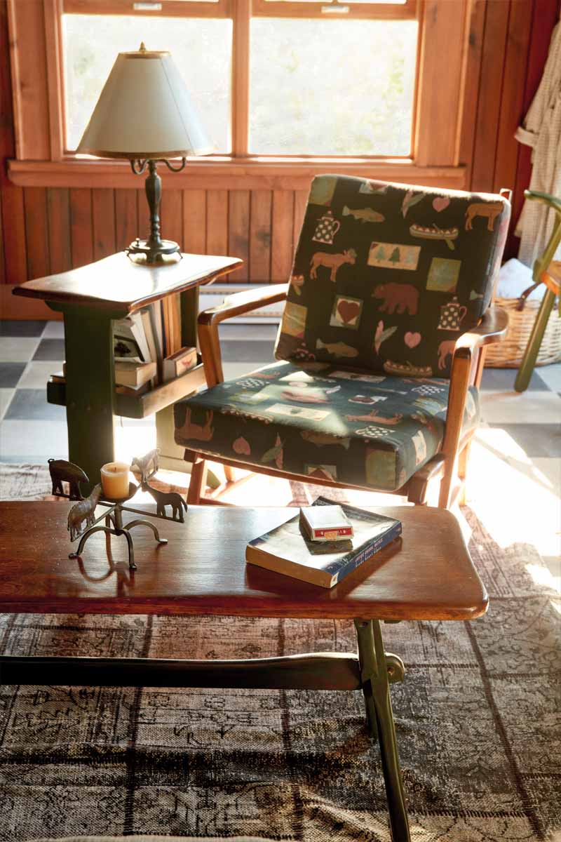 A close-up of one of the Stickley chairs in the cottage
