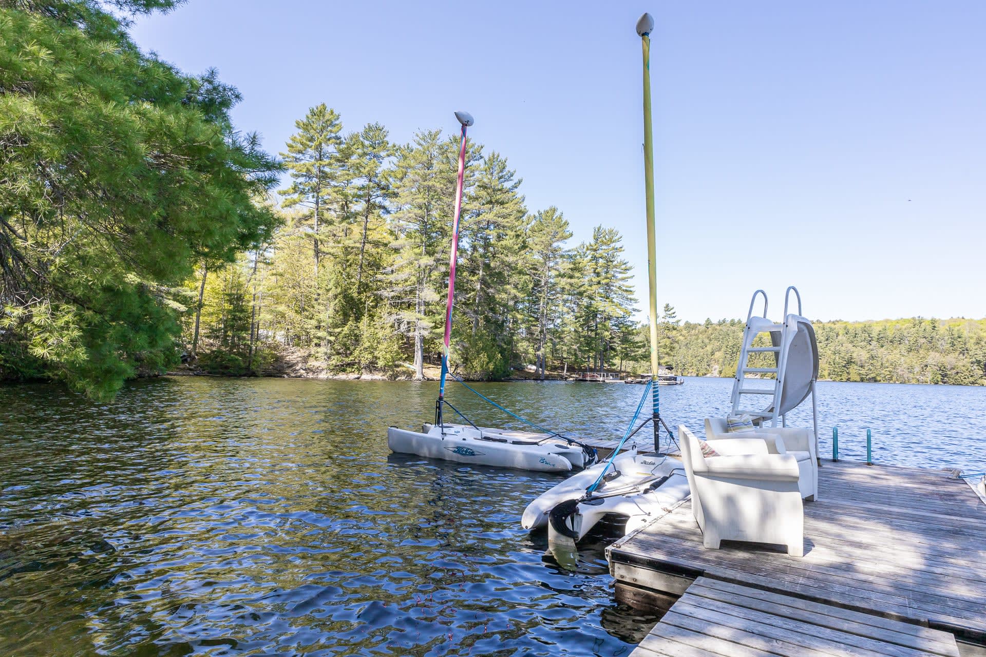Boats at the dock in the lake